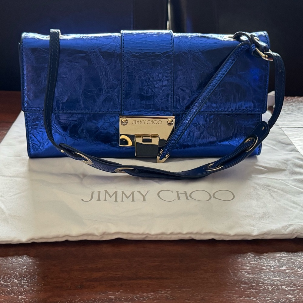 Jimmy Choo Metallic Blue (River) Shoulder Bag - Picture 4 of 11